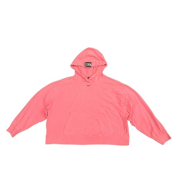Nike Sportswear Washed Hoodie Womens Large Pink Cropped Swoosh CZ9854-675 - Picture 1 of 12
